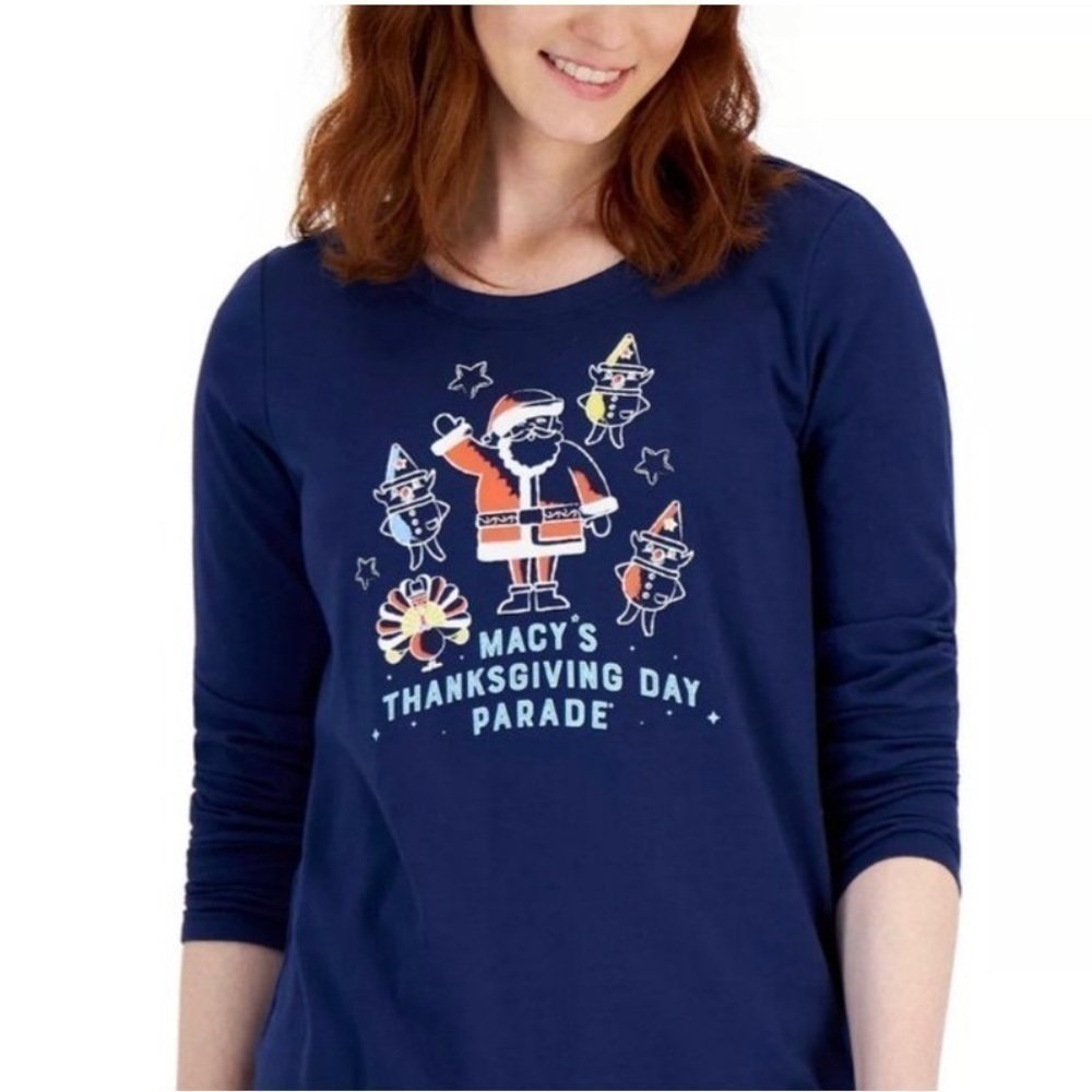 Family PAJAMAS Woman’s Macy’s Thanksgiving Day Parade Top Only NWT Size 3X Blue